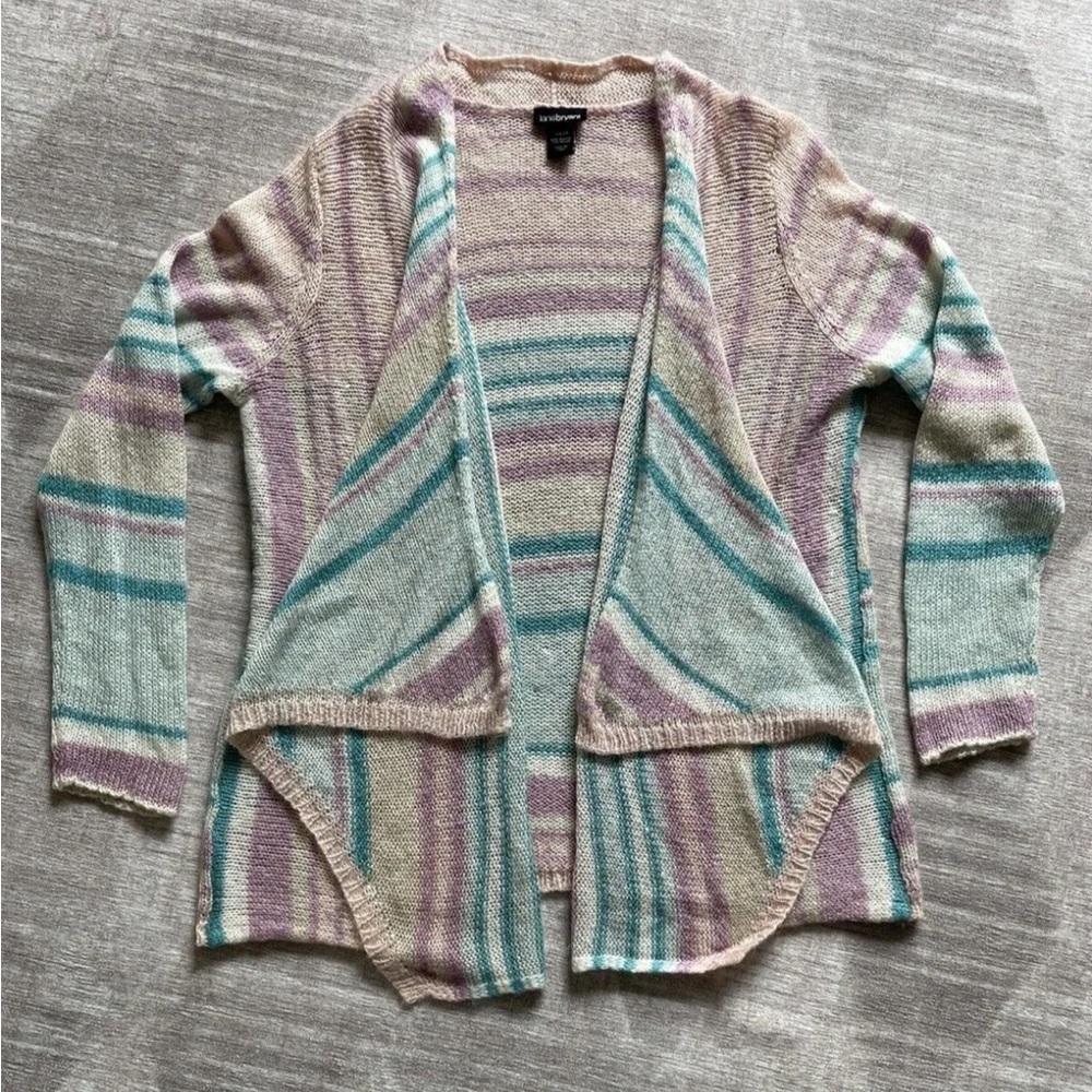 Lane Bryant Women's Size 22/24 Knit Open Cardigan Sweater W/ Multicolor Stripes